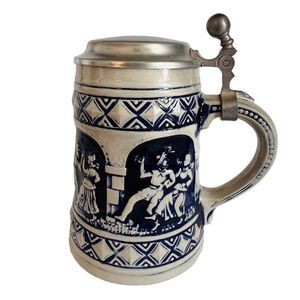 Vntg Original Gerz German Lidded Zinn Beer Stein Mug Deutsche Mark Price Sticker